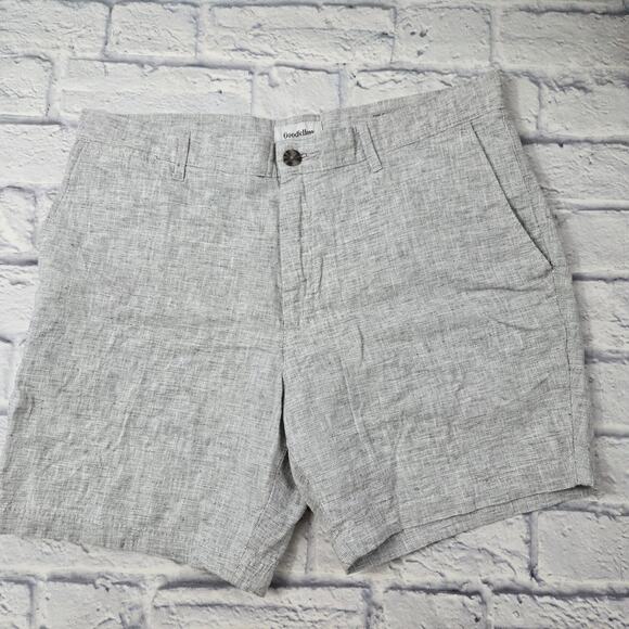 NWOT Goodfellow Men's Linen Blend Shorts Gray Flat Front Every Wear Preppy sz 34 - Picture 1 of 10